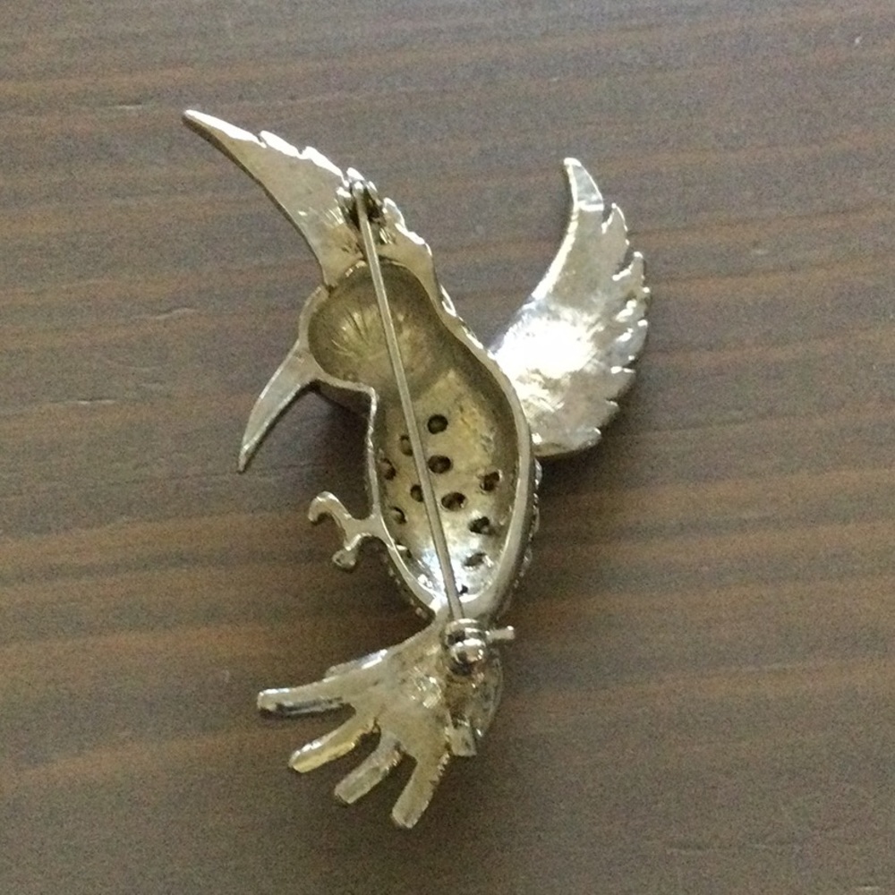 3 for $30 item - Enamel & Gold Tone Hummingbird Brooch - Picture 2 of 2